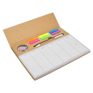 HL 6280, PROGRAMADOR PRISTINA. Programador semanal con 100 hojas. Incluye Bolígrafo ecológico, clips y banderillas adheribles de 6 colores.