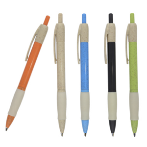 BP-2805W, Bolí­grafo con clip, barril y punta de wheat straw (fibra de trigo), grip de goma y mecanismo de click.