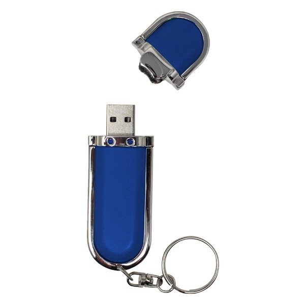 USB045, USB Llavero Premium. USB llavero metálico con acabados en piel
