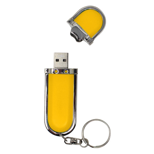 USB045, USB Llavero Premium. USB llavero metálico con acabados en piel