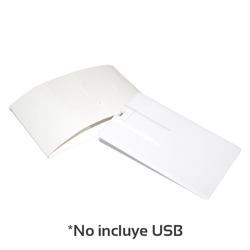 VAR011, CAJA DE CARTÓN PARA TARJETA
Caja de cartón color blanco para Memoria USB en forma de Tarjeta.